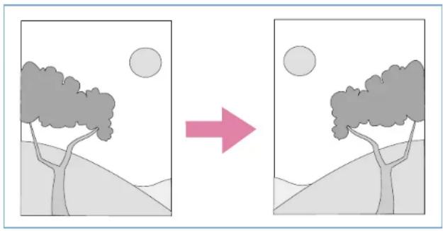 Two-panel illustration showing a tree on hills before and after transformation, with a pink arrow indicating the process (no text or symbols)