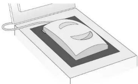 Illustration of a device with a curved surface and a magnified inset showing a smiling face (no text or symbols).