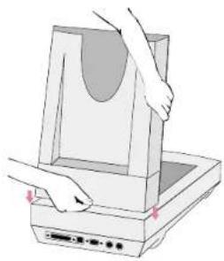 Illustration of hands operating a device with a handle, no text or symbols present