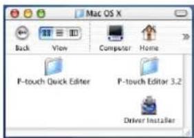 Mac OS X Back View Computer Home P-touch Quick Editor P-touch Editor 3.2 Driver Installer