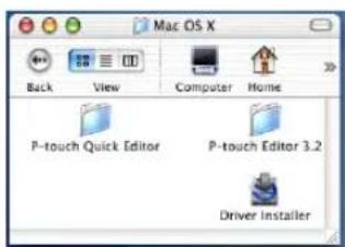 Mac OS X Back View Computer Home P-touch Quick Editor P-touch Editor 3.2 Driver Installer