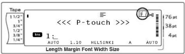 Tape 1 1/2" 1" 3/4" 1/2" 3/8" 1/4" <<< P-touch >>>> Ins 1: AUTO 1.10 HELSINKI A AUTO 76 pt 38 pt 4 pt Length Margin Font Width Size