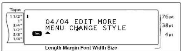 Tape 1 1/2" 1" 3/4" 1/2" 3/8" 1/4" 04/04 EDIT MORE MENU CHANGE STYLE Ins 76 pt 38 pt 4 pt Length Margin Font Width Size