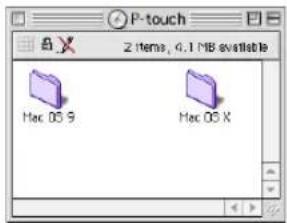 P-touch 2 items, 4.1 MB available Mac OS 9 Mac OS X