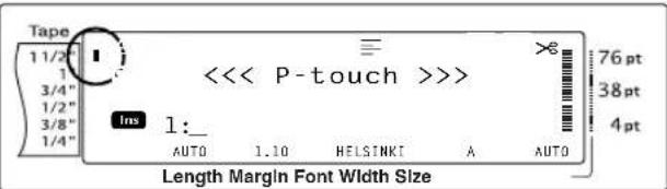 Tape 1 1/2" 1 3/4" 1/2" 3/8" 1/4" <<< P-touch >>>> ins 1:_ AUTO 1.10 HELSINKI A AUTO 76 pt 38 pt 4 pt Length Margin Font Width Size