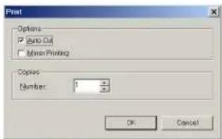 Print Options Auto Cut Minor Printing Copies Number: 1 OK Cancel