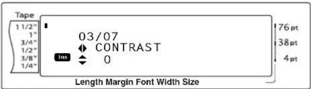 Tape 1 1/2" 1" 3/4" 1/2" 3/8" 1/4" 03/07 CONTRAST Ins 0 76 pt 38 pt 4 pt Length Margin Font Width Size