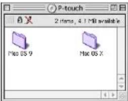 P-touch 2 items, 4.1 MB available Mac OS 9 Mac OS X
