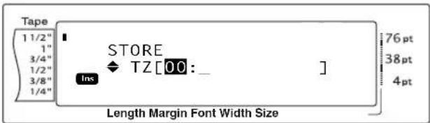 Tape 1 1/2" 1" 3/4" 1/2" 3/8" 1/4" STORE TZ [00: _ Ins 76 pt 38 pt 4 pt Length Margin Font Width Size