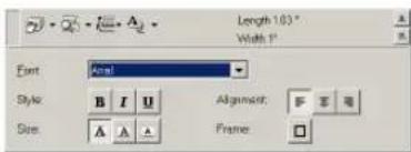 Length 103" Width 1" Font: Acaa Style: B I U Size: A A A Alignment: F E R Frame:
