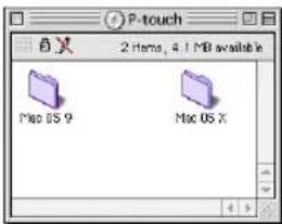 P-touch 2 items, 4.1 MB available Mac OS 9 Mac OS X