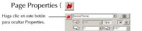 Page Properties ( Haga clic en este botón para ocultar Properties. Normal Format