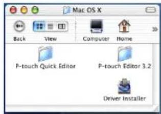 Mac OS X Back View Computer Home P-touch Quick Editor P-touch Editor 3.2 Driver Installer