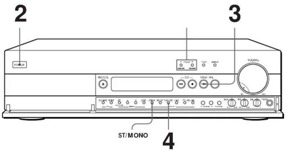 2 POWER 3 VOLUME 4 ST/MONO