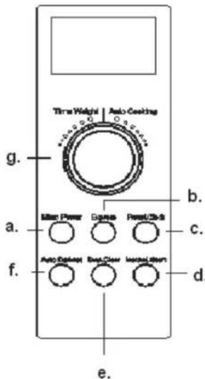 Time Weight | Auto Cooking g. a. f. b. c. d. e.