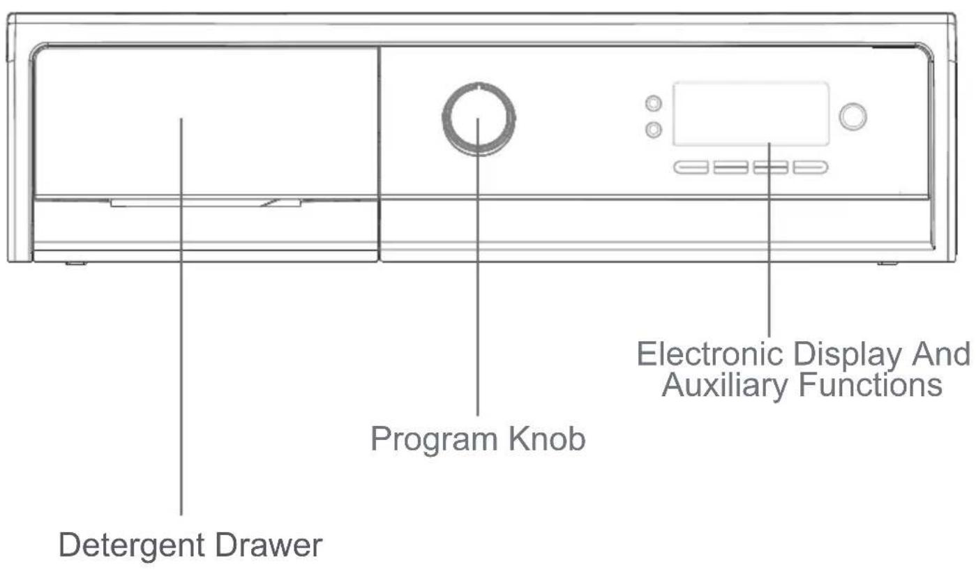 Detergent Drawer Program Knob Electronic Display And Auxiliary Functions