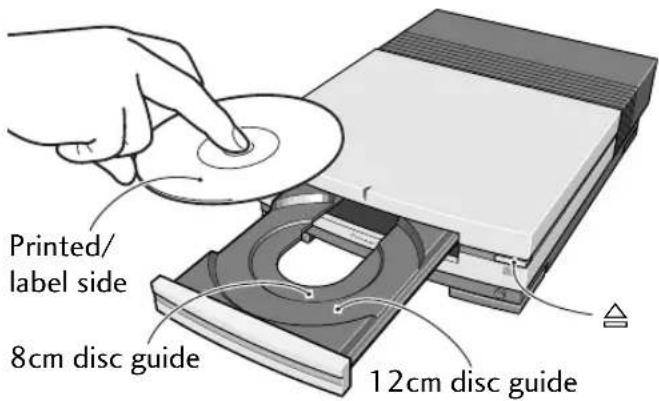 Printed/ label side 8cm disc guide 12cm disc guide