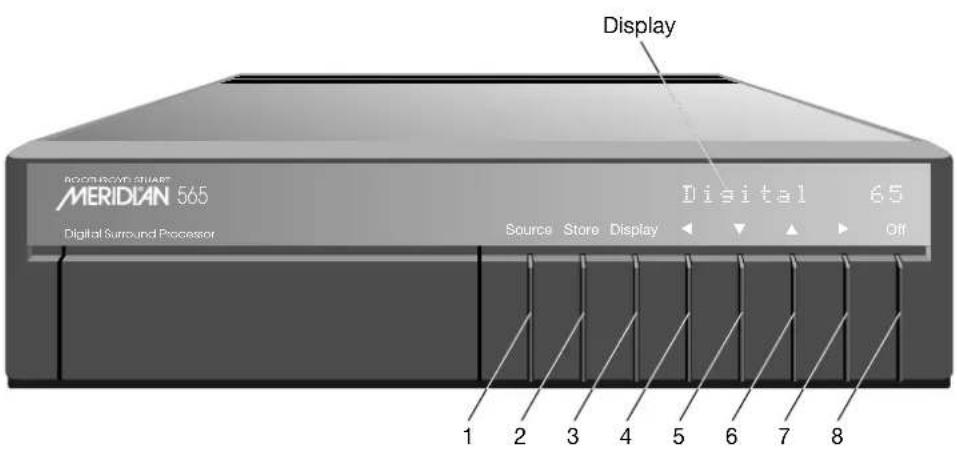 Display MERIDIAN 565 Digital Surround Processor Source Store Display 1 2 3 4 5 6 7 8 Digital 65 Off