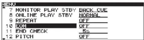 7 MONITOR PLAY STBY BACK_CUE 8 ONLINE PLAY STBY NORMAL_ 9 REPEAT QFF_ 10 EOM QFF_ 11 END CHECK 5s_ 12 PITCH QFF_