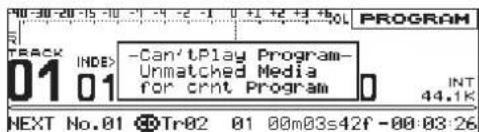 01 INDB -Can'tPlay Program- Unmatched Media for print Program INT 44.1K NEXT No.01 ⊕Tr02 01 00m03s42f -00:03:26