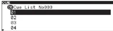 CUE List No000 01 02 03 04