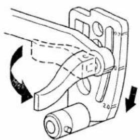 Technical diagram showing mechanical assembly with labeled components and directional arrows indicating motion or movement.