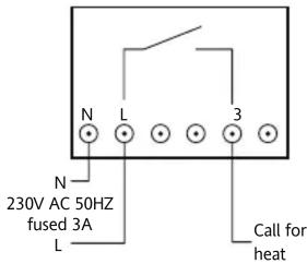 N L 3 N 230V AC 50HZ fused 3A L Call for heat