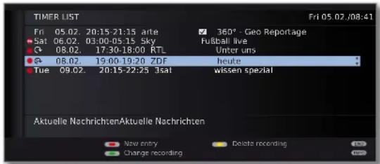 LOEWE Connect 40 3D - Delete programmed timer entries - 5