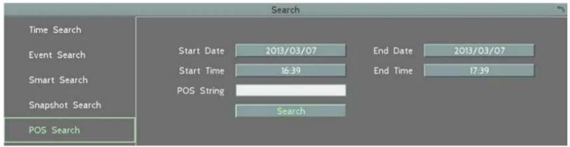 Search Time Search Event Search Smart Search Snapshot Search POS Search Start Date 2013/03/07 End Date 2013/03/07 Start Time 16:39 End Time 17:39 POS String Search