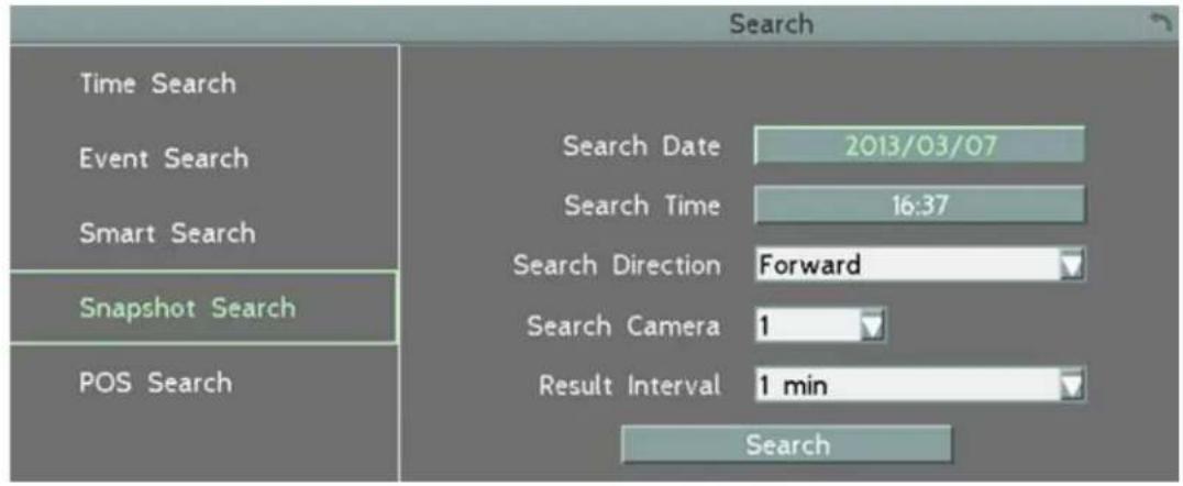 Time Search Event Search Smart Search Snapshot Search POS Search Search Search Date 2013/03/07 Search Time 16:37 Search Direction Forward Search Camera 1 Result Interval 1 min Search