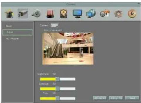 Camera Basic Adjust e2 Image Camera 00% View Camera Brightness: 50 Current: 50 Color: 50 Advanced Start Stop