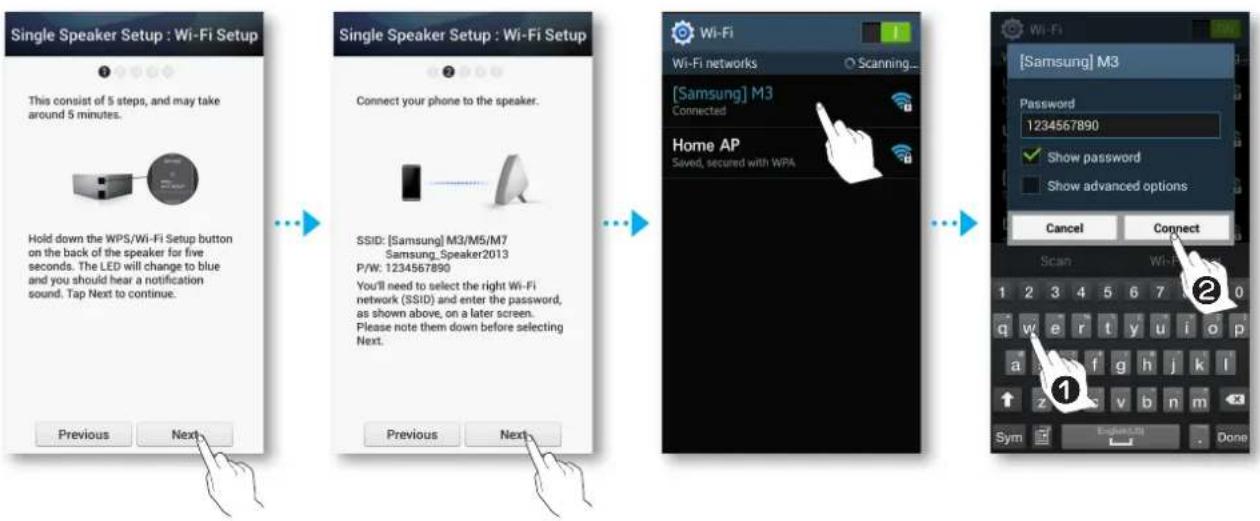 SAMSUNG WAM350 WAM350/EN - Connecting the M3 to Your Network via the Wi-Fi Setup Method (For a Single M3) - For Android - 4