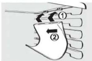 Diagram showing two labeled mechanical or fluid flow paths with directional arrows and numbered components