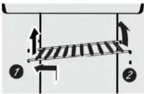 Diagram showing a mechanical or structural system with labeled components and directional arrows indicating movement or force.