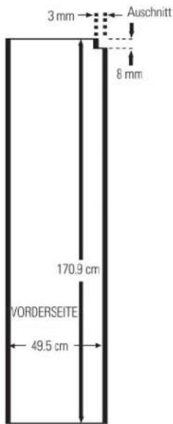 3 mm Auschnitt 8 mm 170.9 cm VORDERSEITE 49.5 cm