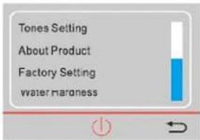 Tones Setting About Product Factory Setting water mareness