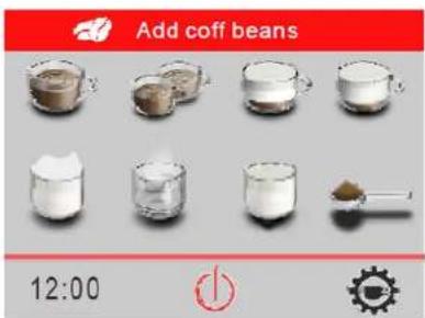 Add coff beans 12:00