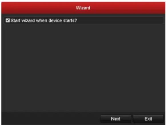 Wizard ✓ Start wizard when device starts? Next Exit
