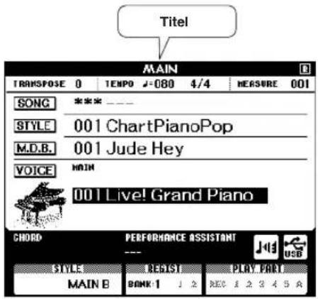 YAMAHA YPG-635 - ●MAIN-skærmbilledet - 1