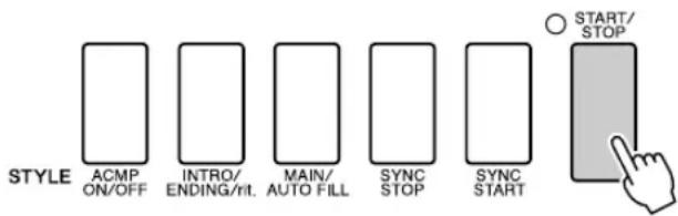 YAMAHA YPG-635 - Tryk på [START/STOP]-knappen for at stoppe afspilning af stilarten, når du er færdig. - 1