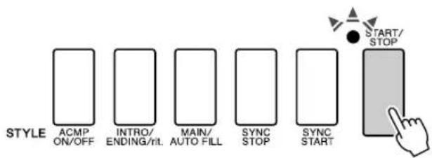 YAMAHA YPG-635 - Tryk på [START/STOP]-knappen. Stilartens rvtme starter. - 1