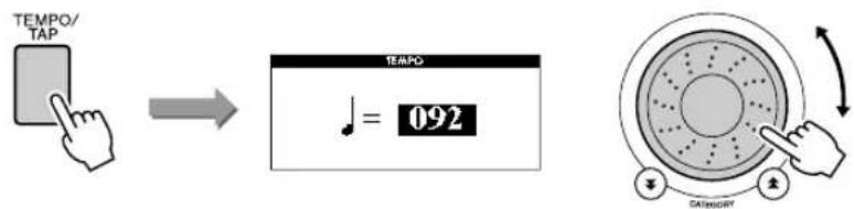YAMAHA YPG-635 - Indstilling af tempo for en melodi - 1