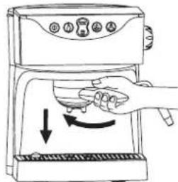 Diagram showing a hand pressing down on a microwave oven with directional arrows indicating cooling or movement.