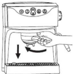 Diagram showing a hand using a microwave oven to press or rotate a dish, with directional arrows indicating the process.