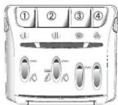 Diagram of a toaster front panel with numbered buttons and control buttons