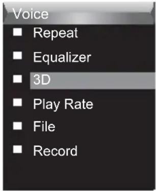 Voice ■ Repeat ■ Equalizer ■ 3D ■ Play Rate ■ File ■ Record
