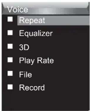 Voice ■ Repeat ■ Equalizer ■ 3D ■ Play Rate ■ File ■ Record