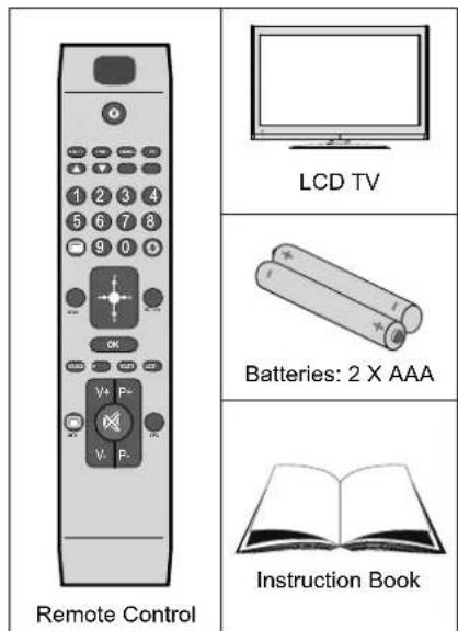 Remote Control LCD TV Batteries: 2 X AAA Instruction Book