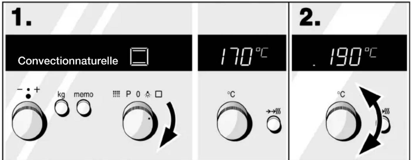 1. Convectionnaturelle - : + kg memo P 0 ▲ □ 170°C °C 2. . 190°C °C
