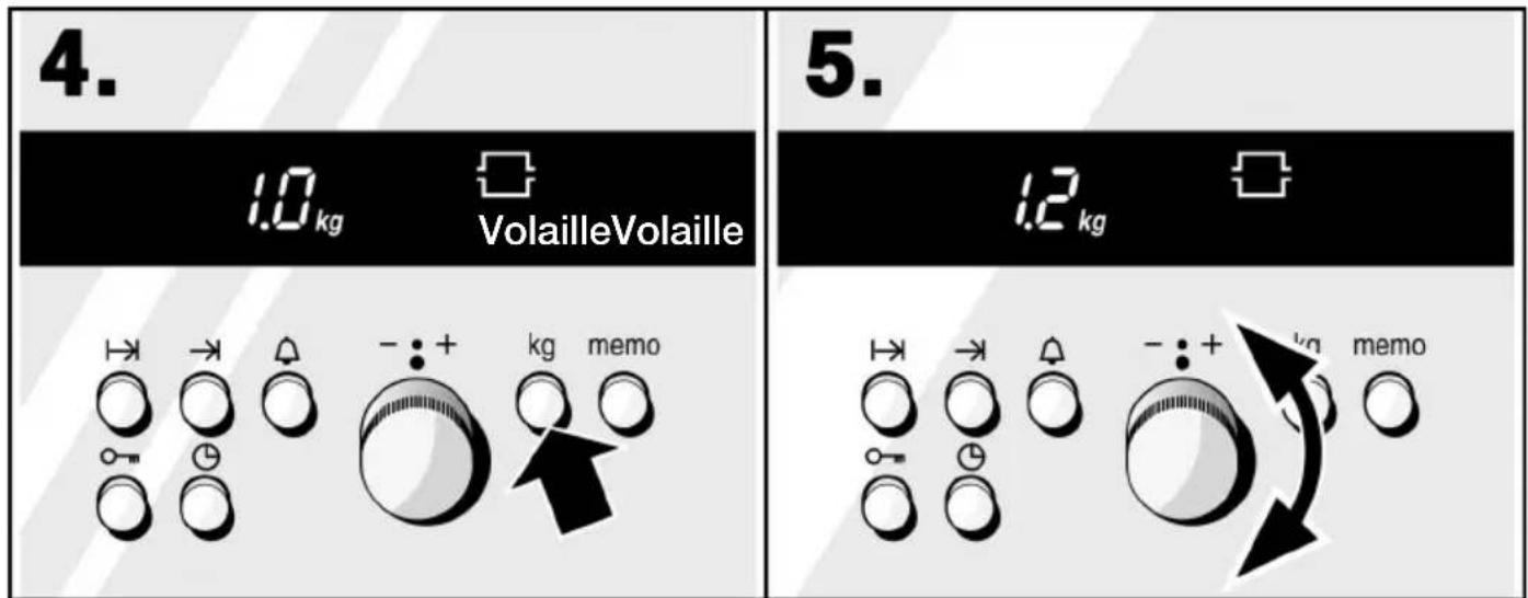 4. 1.0 kg VolailleVolaille 5. 1.2 kg - : + kg memo - : + kg memo